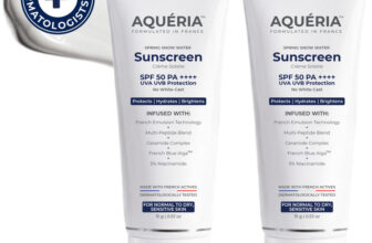 aqueria Sunscreen – SPF 50 PA++++ Brightening & Hydrating French Multi-Active SPF | Niacinamide, Tranexamic Acid(30 g)