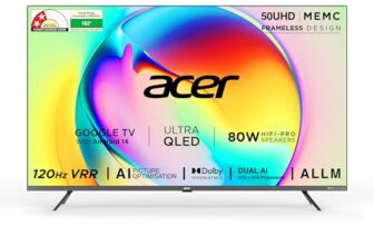 acer 126 cm (50 inches) Super Series 4K Ultra HD Smart QLED Google TV AR50QDXGU2875AT (Black)
