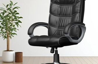 FUGO FG10 Orthopedic Boss Chair with 3 Year Warranty | Leatherette Office Chair | Ergonomic Executive Chair with Spacious Cushioned Seat | Heavy Duty Metal Base | Rocking Function (Black)