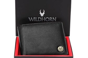 WildHorn RFID Protected Leather Wallet for Men, Black