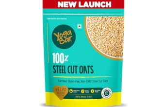 Yogabar Steel Cut Oats 750g | 100% Whole Grain, Gluten-Free, High Fiber, Non-GMO, Protein-Rich, No Sugar Added