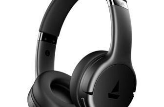 Boat 2025 Launch Rockerz 411, 40Ms Low Latency, 40Hrs Battery, 40Mm Drivers, ENx Tech, Stream Ad Free Music via App Support, Bluetooth Headphones, Wireless Over Ear Headphone with Mic (Active Black)