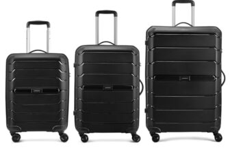 Aristocrat Liberty Set of 3 (Cabin+Medium+Large) Trolley Bag, 58+68+78Cm | Combination Lock | 8 Wheels | 3 Years International Warranty | Jet Black