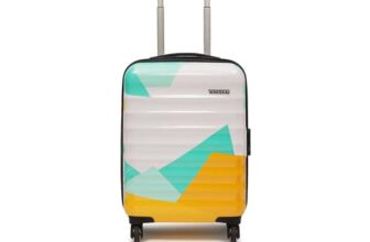 YAYAVAR Mexico Textured Polycarbonate Hard-Sided Luggage Bag – 84L | Large Check-in Trolley with 4 Spinner Wheels, Number Lock, Scratch Resistant, Water Resistant (Turquoise, 65cm, Medium)