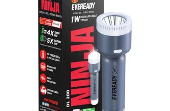 Eveready DL 200 Ninja, 1W LED Reachargeable Torch, Comes with 0.7W Tail Light, Pack of 1