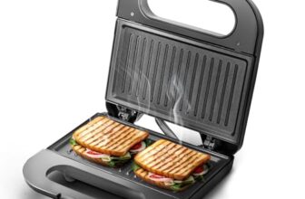 Longway Grilly Pro 850W Grill Sandwich Maker & Toaster | Non-stick Coating Fixed Cast Plates | Power Indicators | Auto Cut Off | Grills Sandwiches, Bread & Kebabs | 2 Year Warranty (Metallic Silver)