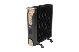 Crompton 09 Fin Insta Ferver wave Fin OFR (Oil Filled Radiator)|Room Heater|2400 W|3 Heat Settings & PTC Fan Heater|Over heat & Tilt protection |360° Heating (Black)|2yrs warranty|Black & Copper