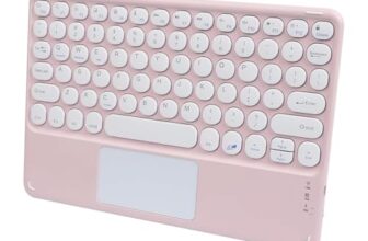 DK ENTERPRISES Bluetooth Keyboard with Touchpad for iPad Tablet, Wireless Rechargeable Portable Keyboard for iOS Android Windows, Slim Lightweight Travel Keyboard with Built-in Trackpad
