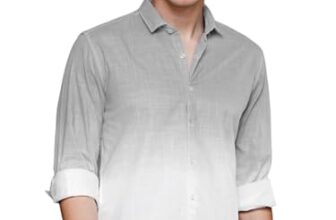 IndoPrimo Men’s Cotton Casual Solid Shirt for Men Full Sleeves (X-Large, Grey)