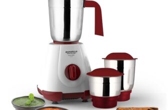 Maharaja Whiteline 500W Livo Pro Mixer Grinder with 3 Stainless Steel Jars with lid and 20,000 RPM Motor Speed (White & Cherry Red)