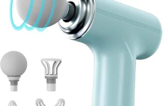 Mini Massage Gun Percussion Massager with 4 Interchangeable Heads, USB Type-C Rechargeable Handheld Device, 6 Speed Mode Button Control