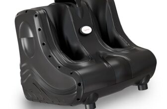 Lifelong Foot Massager Machine for Pain Relief | Electric Foot Massager with Digital Display | Feet Massager for Blood Circulation | Foot Pain Relief with Soothing Heat | Removable Cover | Black