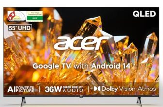 acer 139 cm (55 inches) Ultra V Series 4K Ultra HD Smart QLED Google TV AR55QDVGU2875BD