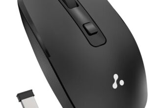 Ambrane Wireless Mouse with 2.4GHz, USB Nano Dongle, Silent Click, Optical Orientation Click Wheel, 4 Buttons, 1600 Adjustable DPI, Both Hand Use, Compatible with PC, Mac, Laptop (Sliq 3, Black)