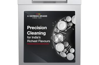 Hafele Aqua Chrome Dishwasher 13 Place Settings | Free Standing | Sleek Stainless Steel Build | Perfect for Indian Utensils | Hygienic, Space-Saving & High-Performance Cleaning