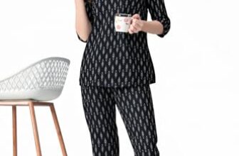 Ichaa Women’s Printed Cotton Night Wear Top and Bottom Night Suit Set