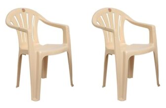 Cello Capri Chair Set (Plastic, Beige, Pack of 2)