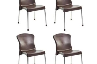 Cello Plastic Milano Chair (Brown, Set of 4) | Strong and Durable | Easy to Clean | Chair for Living Room, Bed Room, Kitchen, Office Room, Outdoor | 3 Years Warranty
