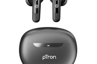 pTron Bassbuds Astra in-Ear TWS Earbuds w/Stereo Sound, 34Hrs Playtime, Stereo Calls, Custom EQ, Mobile App, BTv5.3 Headphones, Touch Control, Voice Assistant, Type C Charging & IPX4 (Black)