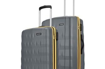 Aristocrat Comet Set of 2 Trolley Bag 56, 66cm | Small+Medium | Hard Luggage| Smooth 8-Wheel Suitcase| Combination Lock With Sturdy Zipper| Full Fabric Convipack | 3-year International Warranty (Grey)