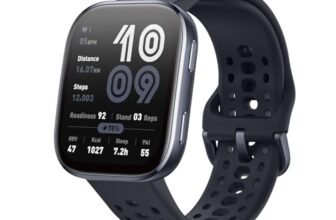 Amazfit Bip 6 Smart Watch 46mm, 14 Day Battery, 1.97″ AMOLED Display, GPS & Free Maps, AI, Bluetooth Call & Text, Health, Fitness & Sleep Tracker, 140+ Workout Modes, 5 ATM Water-Resistance, Black