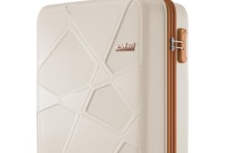 Safari Pentagon Pro 8 Wheels 55cm Cabin Size Trolley Bag, Hard Case Polypropylene, 360º Wheeling Small Carry-on Luggage, Suitcase for Travel, Trolley Bags for Travel, Luxury Beige