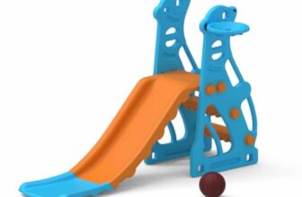 Amazon Brand – Solimo Garden Penguin Slide with Basketball for Indoor & Outdoor Use | for Kids 2-4 Years Old | Safe & Fun | Ideal for Boys & Girls | Toy for Kids | Easy Assembly, Multicolor
