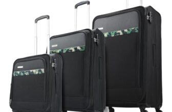Aristocrat Commander Set of 3 Trolley Bag 55, 69 & 79cm | Small+Medium+Large | Soft Luggage | Smooth 4-Wheel Suitcase | Combination Lock | Premium Polyester Fabric with PVC Coating (Black)