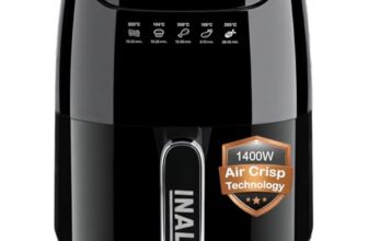 INALSA Air Fryer 4.2 ltr|1400 W with Air Crisp Technology|Temperature & Timer Control|8 Preset Menu & Digital Display|Air fry, Bake,Roast,Reheat,Dehydrate|Airfryer Recipe book(Tasty Fry Digital)