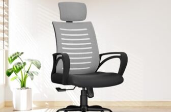 CELLBELL Desire C104 Mesh High Back Ergonomic Office Chair – Adjustable Seat Height, Sturdy Metal Base, Revolving Study & Computer Chair for Work from Home, Grey
