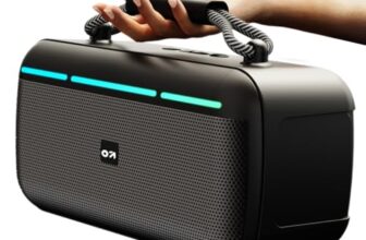 GOBOULT Bassbox Q20 Bluetooth Speaker 20 Watt BoomX Audio, Up to 8Hrs Playtime, Type-C Charging, AUX/TF Card/USB, BTv 5.3, RGB LED Lights, Portable Speaker(Black)