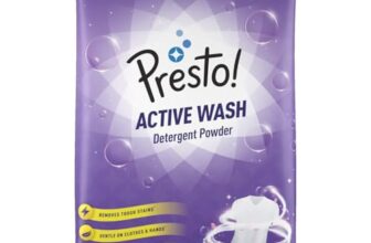 Amazon Brand – Presto! Active Wash Detergent Powder | 8 Kg | Tough On Stains | Gentle On Fabrics | Colour-Safe | Refreshing Fragrance | Machine And Hand Wash