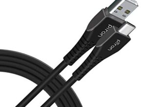 pTron USB-A to Type-C 2.4A Fast Charging Cable compatible with Android Phones/Tablets, 480mbps Data Transfer Speed, Made in India, Solero T241 Tangle-free Type-C USB Cable (Round, 1M, Black)