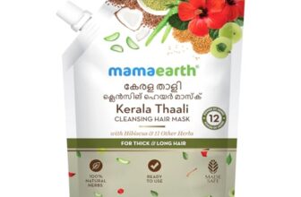 Mamaearth Kerala Thaali Cleansing Pre-Shampoo Hair Mask with Hibiscus, Shikakai, Amla, Flaxseed for Thick & Long Hair 200g | Ready To Use Thali | Gently Cleanses | Adds Shine | 100% Natural Herbs | 12 Potent Herbs
