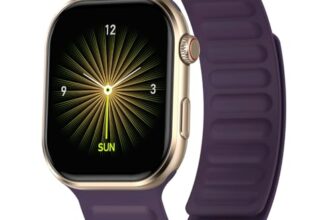 Fire-Boltt Brillia Pro Smart Watch 2.02″ Super AMOLED Display with Bluetooth Calling, SPO₂ & Heart Rate Monitor, 120+ Sports Modes, IP67 Waterproof Magnetic Smartwatch for Men & Women – Wine