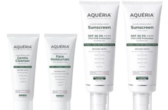 Aquéria French Skincare Kit (Pack of 4) for Acne-Prone, Oily & Combination Skin | Oil Control Brightening French Sunscreen SPF 50 (50g x 2) | 5% Niacinamide & Ceramides Face Wash (20ml) | Oil-Free Gel Moisturizer (15g) | Fragrance-Free, Lightweight, Non-Greasy, No White Cast, Dermatologist Validated