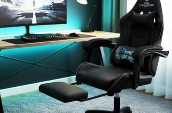 Casa Copenhagen Designed in Denmark,High-Back Italian Leather Gaming Ergonomic Chair with Advanced Mechanism & Electric Back Massager, Memory Foam Seating & Multi Function Arm-Rest – Black & Black