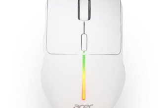 Acer Prism Wireless Mouse | Dual Mode 2.4GHz & BT 5.1 | 6 Buttons with Scroll Wheel | 800/1200/1600 DPI | Rechargeable 500mAh Battery | Running RGB | Lightweight 73g I Windows & Mac Compatible – White