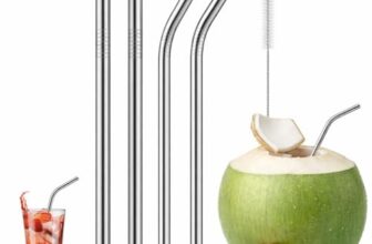 SHITHI Stainless Steel Reusable Metal Straws with Cleaning Brush, Drinking Straws for Juice, Smoothie & Milkshake, Silver (Pack of 4 (2 Straight + 2 Bent) with 1 Brush)