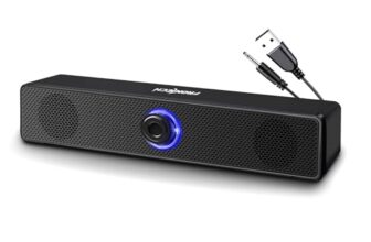 FRONTECH 1.0 USB Powered Multimedia Speakers with RGB Lights | 10W Output Power | AUX/USB Connectivity | for Laptop, PC, Mobile | Volume Control (SPK-0008, Black)