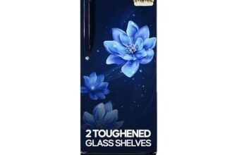 Haier 190L 5 Star Direct Cool Single Door Refrigerator | 3 Toughened Glass Shelves | Fast Ice Making in Just 60 minutes | Large Veg Box| Easy Clean Back (HED-205MFB-P, Marine Peony, Base Stand)