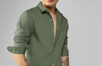 KISROLI Men Solid Casual Light Green Shirt