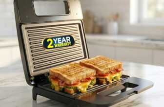 iBELL SM410N 800W Sandwich Maker Electric | Non-Stick Grill & Toast Plates | Handle Lock System | Fast Heating Toaster | Compact Design (Black)