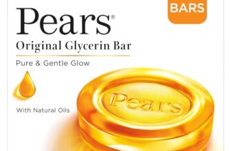Pears Original Glycerin Soap Bar – Pure & Gentle Glow | With 98% Pure Glycerin | For Hydration & Glow | With Plant Based Cleanser for Skin & Body | Paraben-free | 125gms x 8
