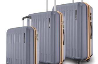 Safari Genius Alley Set of 3 (Cabin + Medium + Large) Trolley Bags Hard Case Polypropylene, 4 Wheels, 360 Degree Wheeling Luggage, Suitcase for Travel, Trolley Bags for Travel, Flintstone