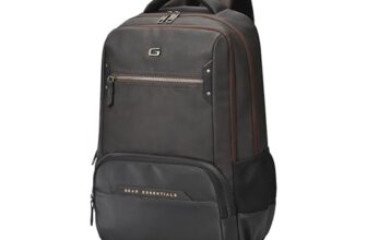 Gear Quantum 3 18″/29L Antitheft Large Faux Leather Water Resistant Laptop backpack with Raincover/Laptop backpack/Casual Backpack/Daypack/Travel Backpack/College Bag For Men/Women(Brown-Black)