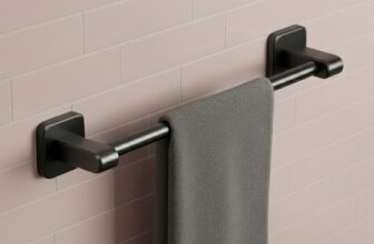 Amazon Basics Self Adhesive 12 Inch Towel Rod for Kitchen & Bathroom | Aluminium Towel Rack | Rust Resistant Clothes Hanger & Towel Holder – No Drill Pack of 1