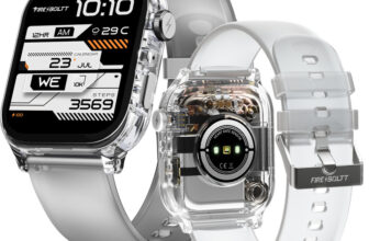 Fire-Boltt Rise Phantom 1.85 Display Transparent Clear Body Design Rotating Button BT Call Smartwatch(Stealth White Strap, Free Size)