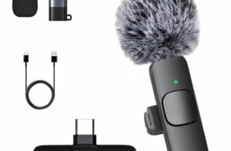 GADGETSWEAR Furry K8 Wireless Lavalier Microphone, Bluetooth Collar Microphone for Type-C Android, Noise Canceling Mic for Vlogging, Clip-On for YouTube (K8 – Single)