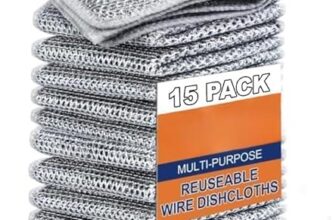 Stewit (15 Pack) Non-Scratch Dish Wash Cloth, Steel Wire Dish Cloth, Wire Dishwashing Rags Stainless Steel Scrubber Non-Scratch Wire Dishcloth for Washing Dishes Sinks Counters